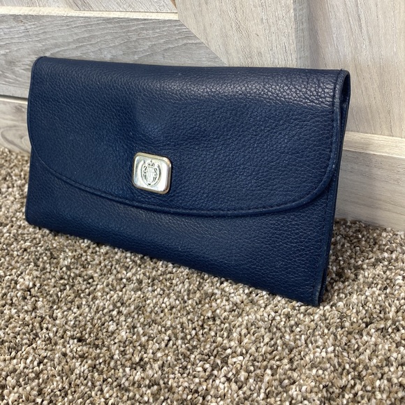 Liz Claiborne Navy Blue Trifold Snap Wallet - Picture 3 of 16